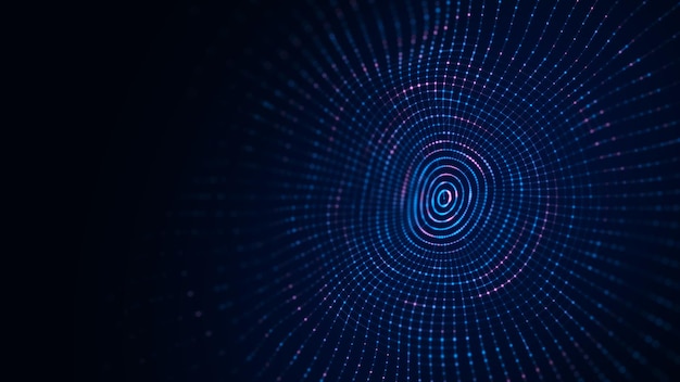 Tecnología abstracta onda flujo de partículas gran transferencia de datos visualización renderizado en 3D