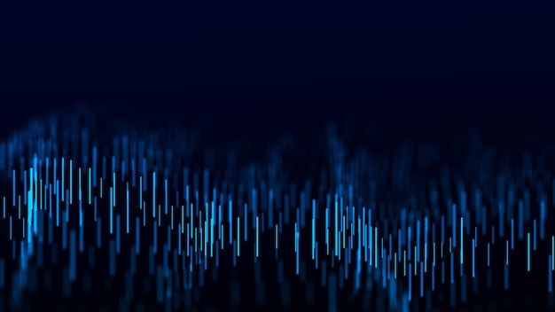 Tecnología abstracta onda de partículas visualización de grandes datos fondo oscuro con líneas de movimiento