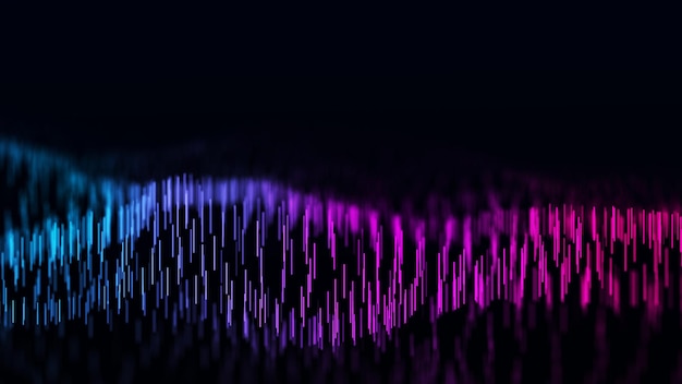 Tecnología abstracta onda de partículas visualización de grandes datos fondo oscuro con líneas de movimiento