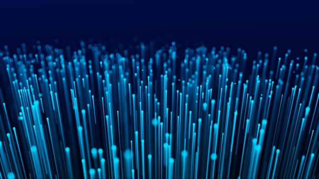 Tecnología abstracta onda de partículas visualización de grandes datos fondo oscuro con líneas verdes de movimiento inteligencia artificial renderización 3D