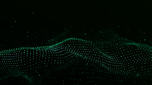 Tecnología abstracta onda de partículas Visualización de grandes datos Fondo con puntos de movimiento