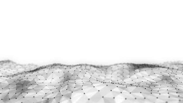 Tecnología abstracta onda de partículas Visualización de grandes datos Fondo con puntos de movimiento