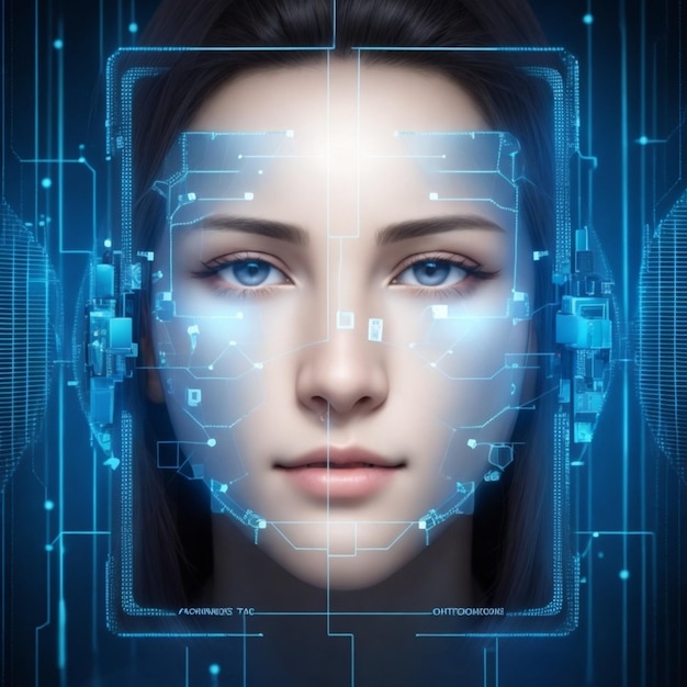 Tecnología abstracta de reconocimiento facial facial