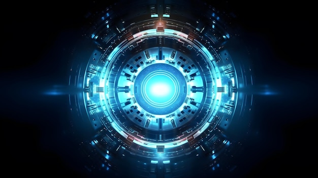 tecnologia abstrata fundo azul com círculos