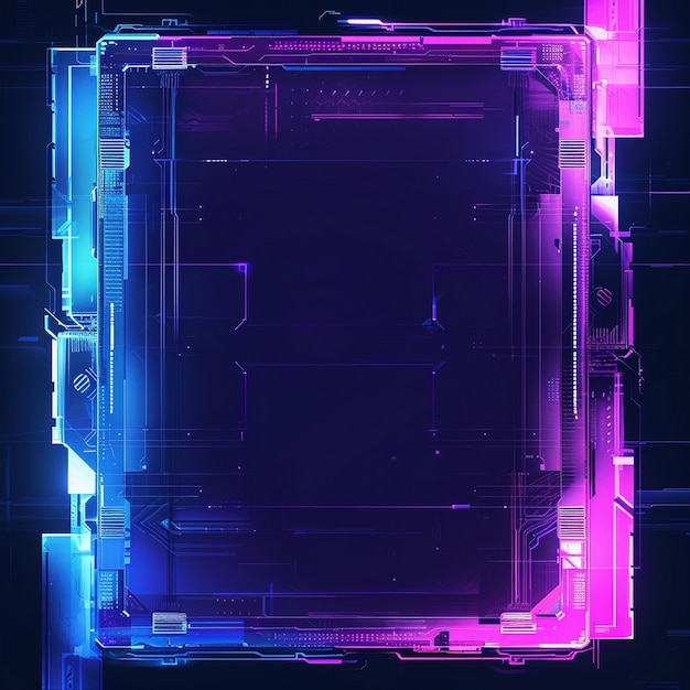 Tecnologia abstrata Fundo com quadrado roxo e azul