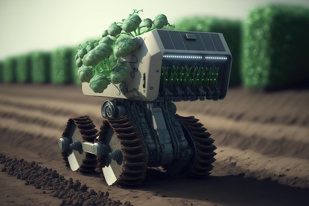 La tecnología agrícola robótica preparada para el futuro automatiza una granja de vegetales