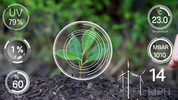 Tecnología de agricultura digital inteligente mediante la recopilación de datos de sensores futuristas