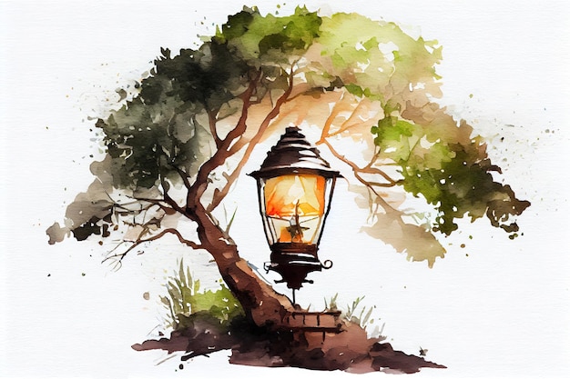 La tecnología de ahorro de energía con bombillas y árboles crecen en la pila un Ai generativo verde natural