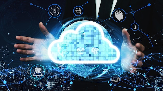 Tecnología de almacenamiento de datos y computación en la nube conceptual para la innovación futura