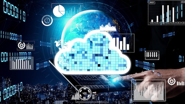 Tecnología de almacenamiento de datos y computación en la nube conceptual para la innovación futura
