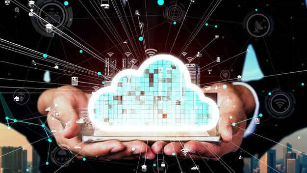 Tecnología de almacenamiento de datos y computación en la nube conceptual para la innovación futura