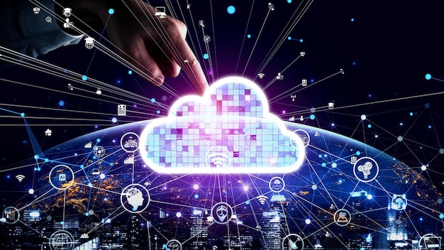 Tecnología de almacenamiento de datos y computación en la nube conceptual para la innovación futura