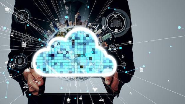 Tecnología de almacenamiento de datos y computación en la nube conceptual para la innovación futura