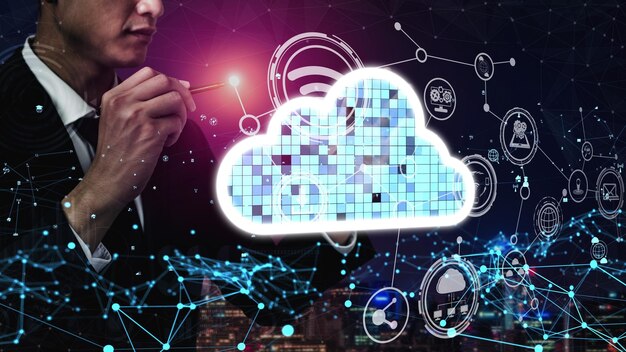 Tecnología de almacenamiento de datos y computación en la nube conceptual para la innovación futura