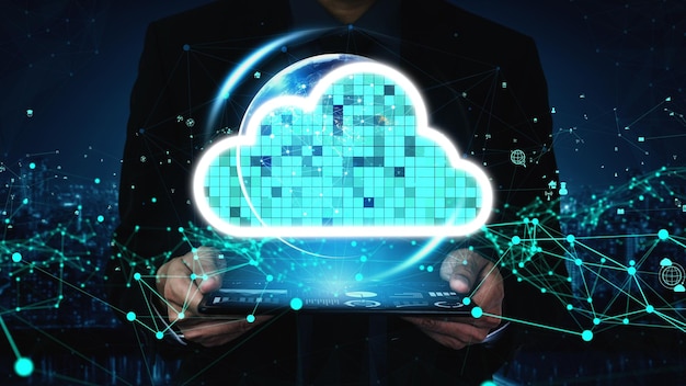 Tecnología de almacenamiento de datos y computación en la nube conceptual para la innovación futura