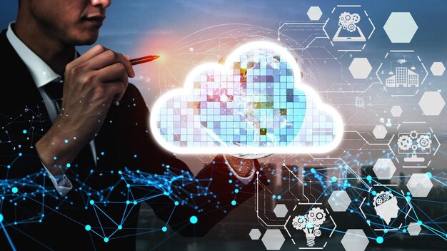 Foto tecnología de almacenamiento de datos y computación en la nube conceptual para la innovación futura