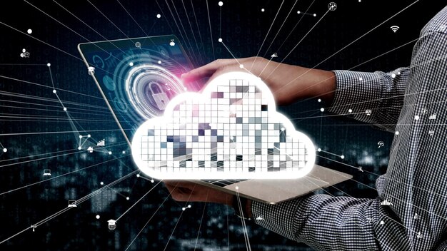 Tecnología de almacenamiento de datos y computación en la nube conceptual para la innovación futura