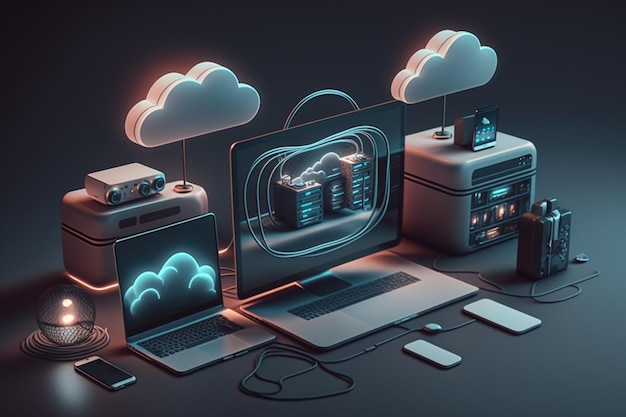 Tecnología de alojamiento de computación en la nube 3D con dispositivos electrónicos