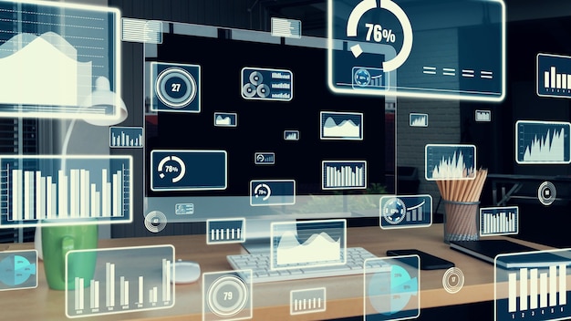 Tecnología de análisis de datos visuales empresariales mediante software informático creativo