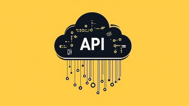 Tecnología API basada en la nube con fondo de circuitos digitales para aplicaciones modernas