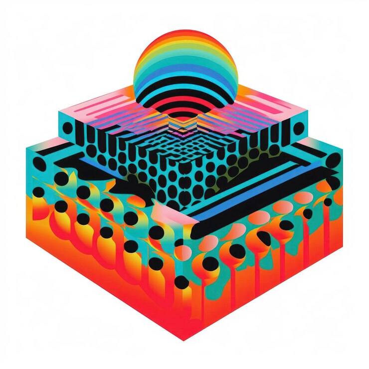 Foto tecnología artística de patrones de formas tridimensionales
