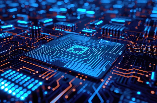 Tecnología avanzada de placas de circuitos en tonalidad azul