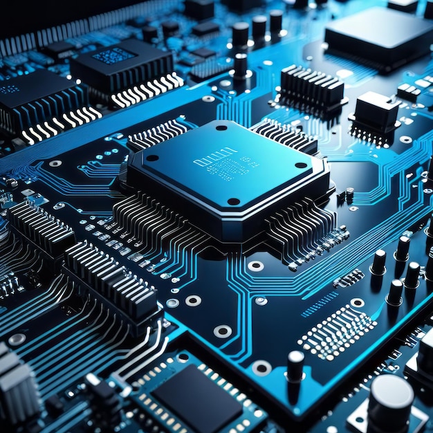 Tecnología Avanzada Visualización Placa de Circuito CPU Procesador Microchip Inteligencia Artificial