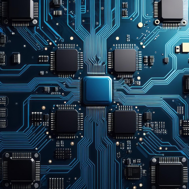 Tecnología Avanzada Visualización Placa de Circuito CPU Procesador Microchip Inteligencia Artificial