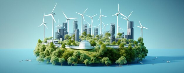 Tecnologia azul energia eólica natureza renovável eco ambiente alternativa energia da cidade ambiente moinho de vento céu turbina verde energia conceito de eletricidade ecológica