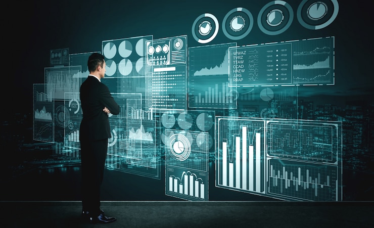 Foto tecnología de big data para el concepto de finanzas empresariales.