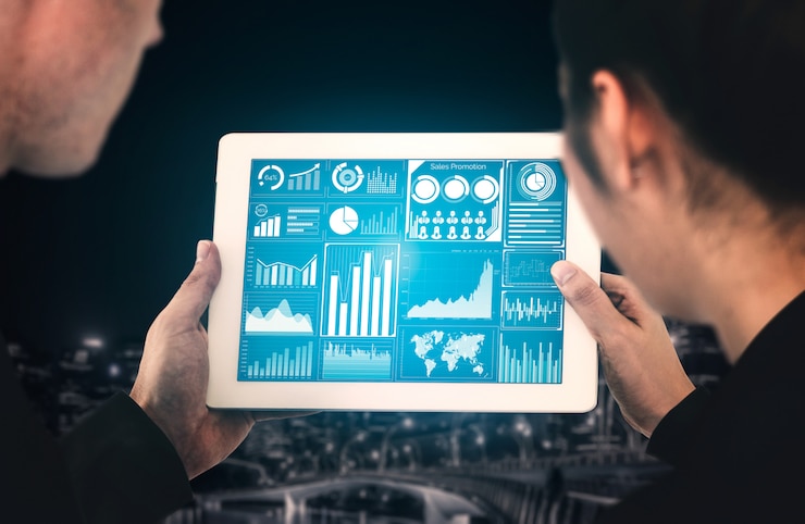Foto tecnología de big data para el concepto de finanzas empresariales.