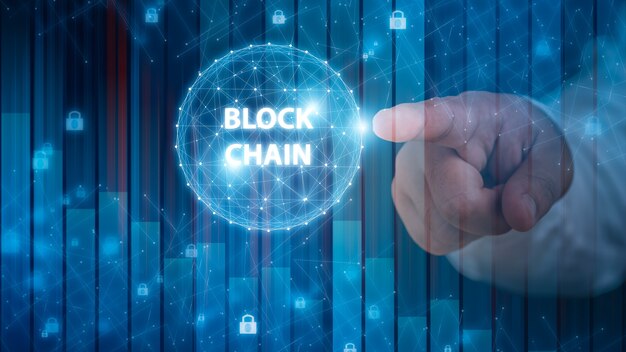 Tecnología Blockchain Blockchain cryptocurrency fintech concepto de finanzas digitales