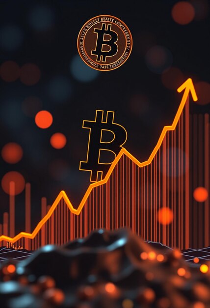 Tecnología Blockchain Crecimiento criptográfico de Bitcoin con gráfico