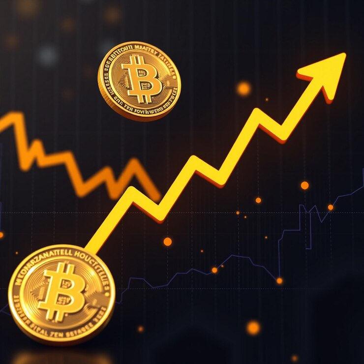 Foto tecnología blockchain crecimiento criptográfico de bitcoin con gráfico