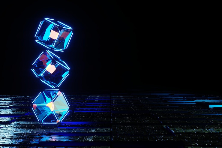 Foto la tecnología blockchain, la red neuronal de grandes datos, bloquea el entrenamiento de inteligencia artificial hitech