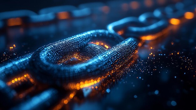 Tecnología Blockchain visualizada como una red digital segura