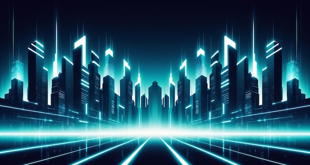 Tecnología de la ciudad del futuro Arquitectura Tecnología Elementos de luz Ilustración Fondos
