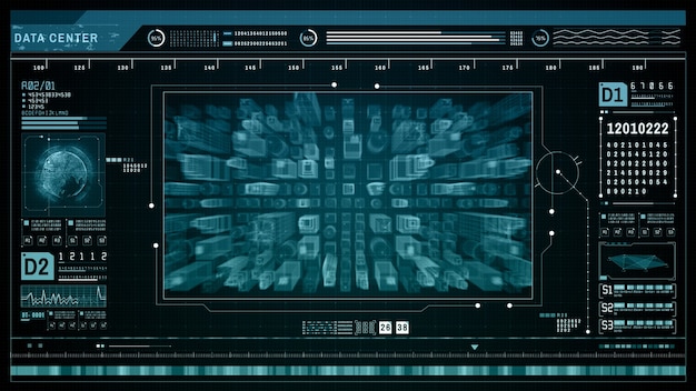 Tecnología de ciudad inteligente de escaneo holográfico futurista de HUD