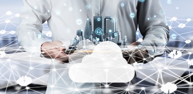 Tecnología de computación en la nube y almacenamiento de datos en línea para compartir datos a nivel mundial