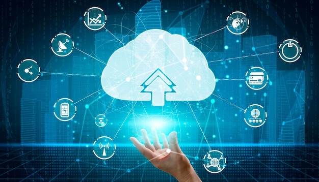 Tecnología de computación en la nube y almacenamiento de datos en línea para compartir información global