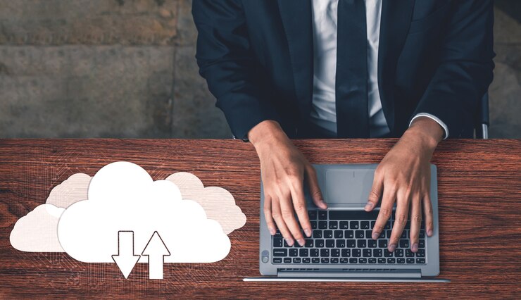 Foto tecnología de computación en la nube y almacenamiento de datos en línea para el concepto de red empresarial.