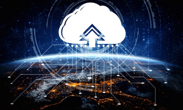 Tecnología de computación en la nube y almacenamiento de datos en línea para el concepto de red empresarial.