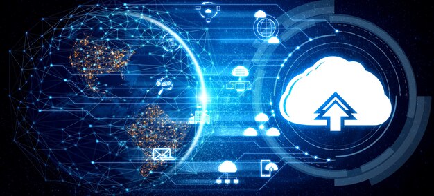 Tecnología de computación en la nube y almacenamiento de datos en línea para el concepto de red empresarial.