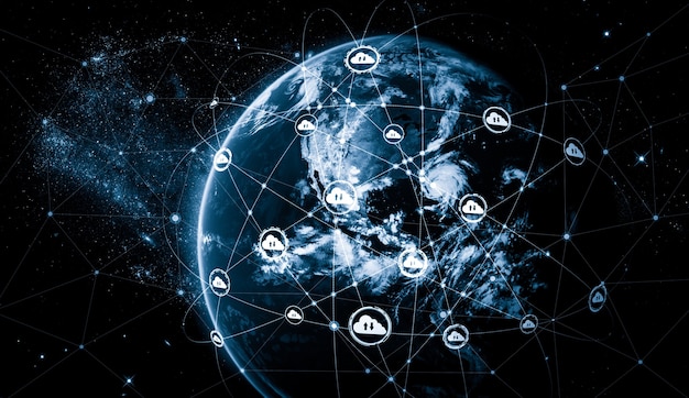 Foto tecnología de computación en la nube y almacenamiento de datos en línea en una percepción innovadora