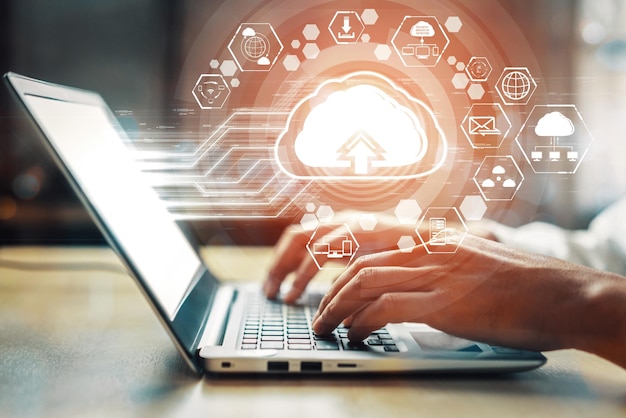 Tecnología de computación en nube y almacenamiento de datos en línea para redes empresariales