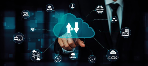 Tecnología de computación en nube y almacenamiento de datos en línea para redes empresariales