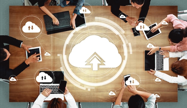 Tecnología de computación en nube y almacenamiento de datos en línea para redes empresariales