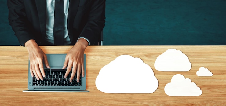 Foto tecnología de computación en nube y almacenamiento de datos en línea para redes empresariales