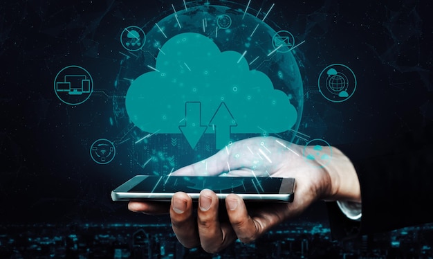 Tecnología de computación en nube y almacenamiento de datos en línea para redes empresariales