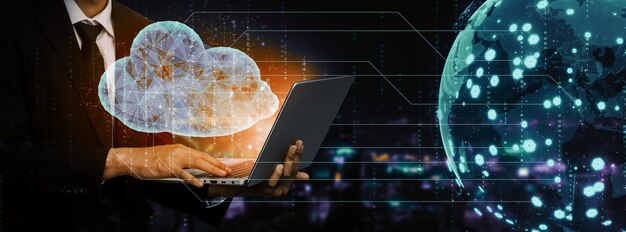 Tecnología de computación en nube y almacenamiento de datos en línea para redes empresariales
